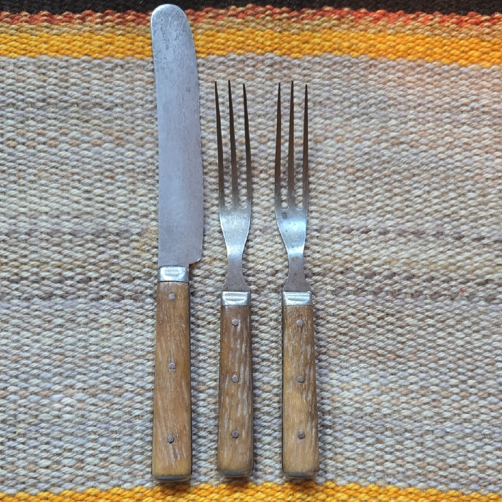 Antique Antler Wooden Handle Cutlery Set